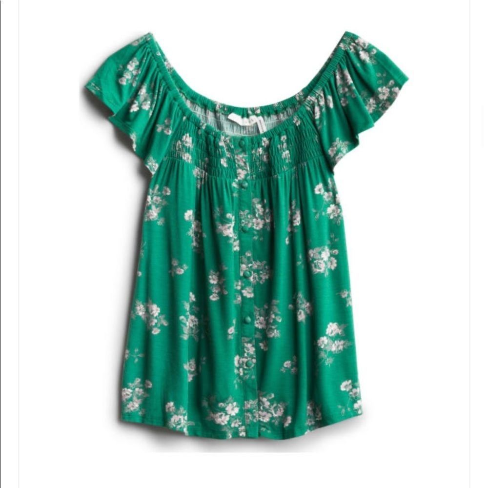 LUQ James smocked button front knit top, S, NWT